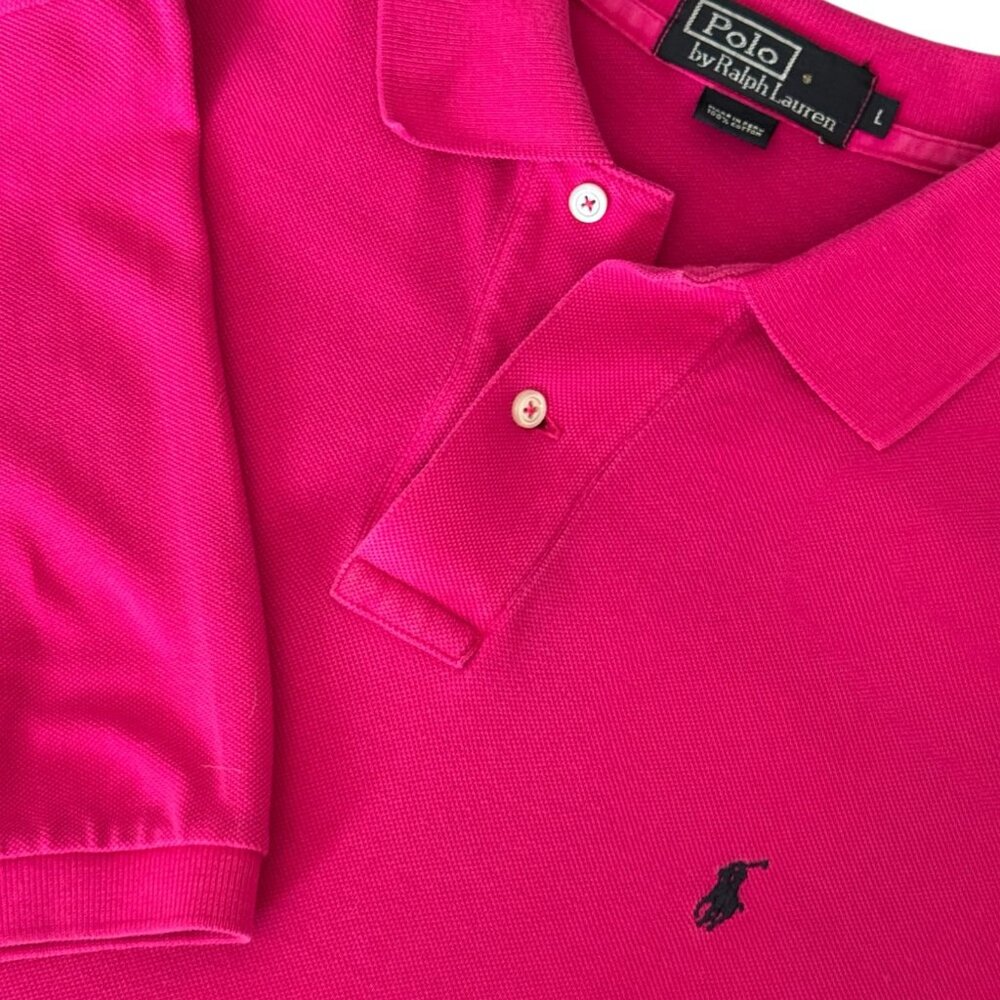 Polo Ralph Lauren Classic-Fit Short-Sleeve Polo Golf Shirt in Hot Pink Mens Sz L - Picture 8 of 8